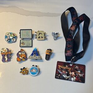 Disney Pin lot and Lanyard Set